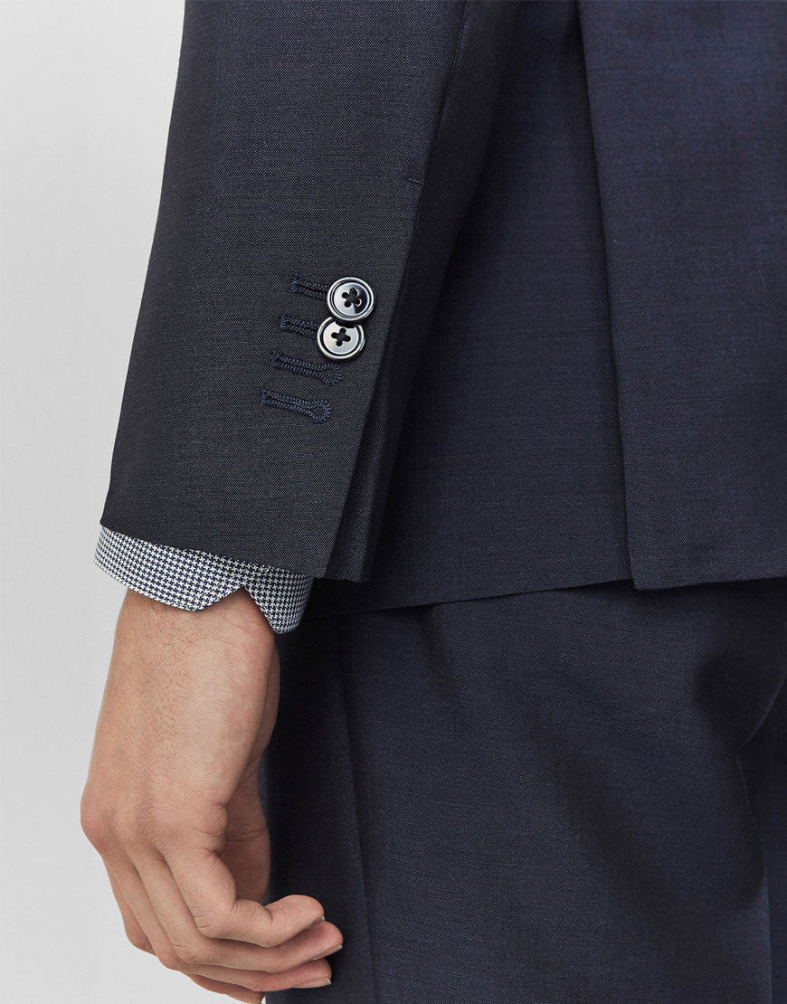 blazer of wool / mohair / silk flat blue slim fit - demo-trendify (5)