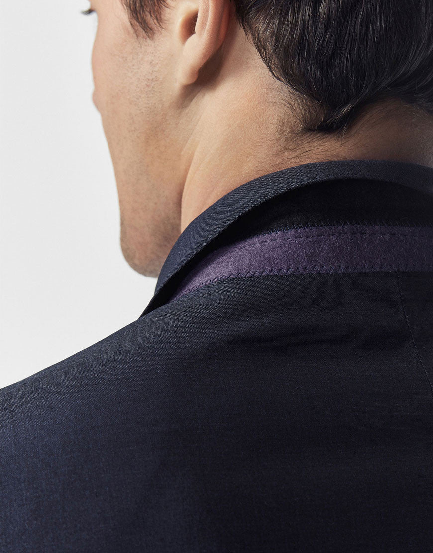 blazer of wool / mohair / silk flat blue slim fit - demo-trendify (6)